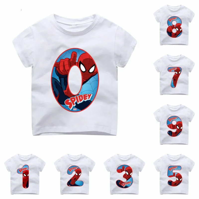 Новая летняя футболка с рисунком цифр на день рождения для детей от 1 до 9 лет