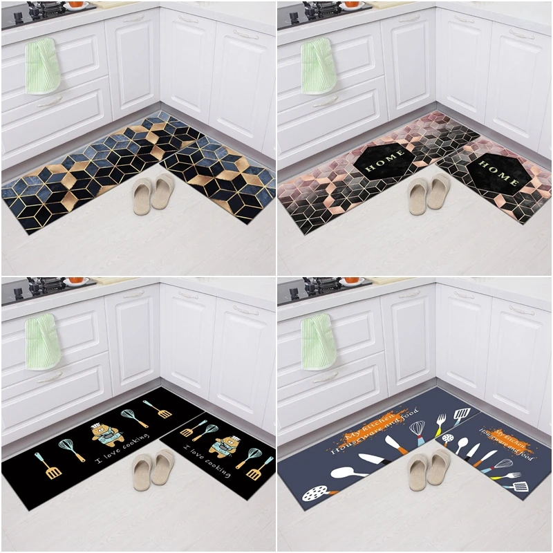 Нескользящий кухонный коврик с геометрическим рисунком современный для входной