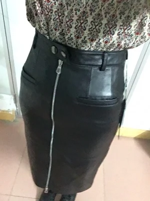 Кожаная юбка выше колена из овчины K116