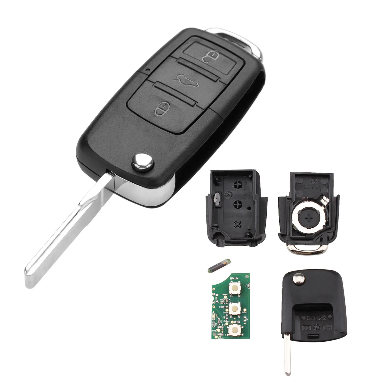 Складной умный дистанционный ключ с 3 кнопками для VW Volkswagen Passat Polo Beetle Bora 1J0959753DA 434