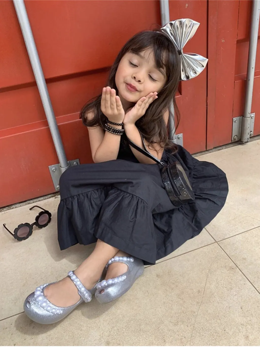 

Mini Mlsa Jelly Pearl Shoes 2021 Summer New PVC Bow Soft Comfort Kids Shoe Water Sandles Toddler Girl Sandals Girls Shoes