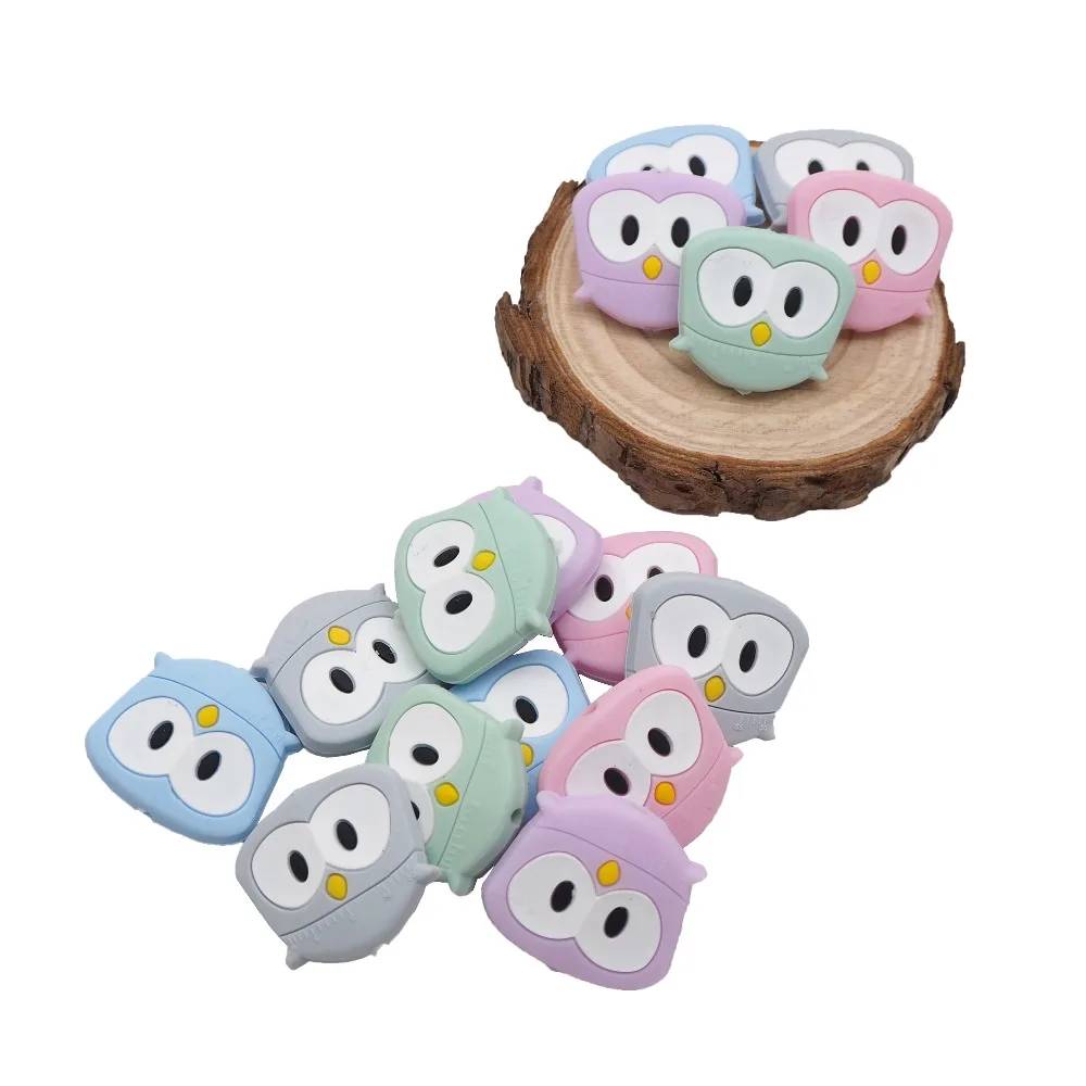 Chenkai 50PCS BAP Free Bird Shaped Silicone Beads Owl Cartoon Baby Teething Bead Food Grade For DIY Chew Toys Baby Accessories