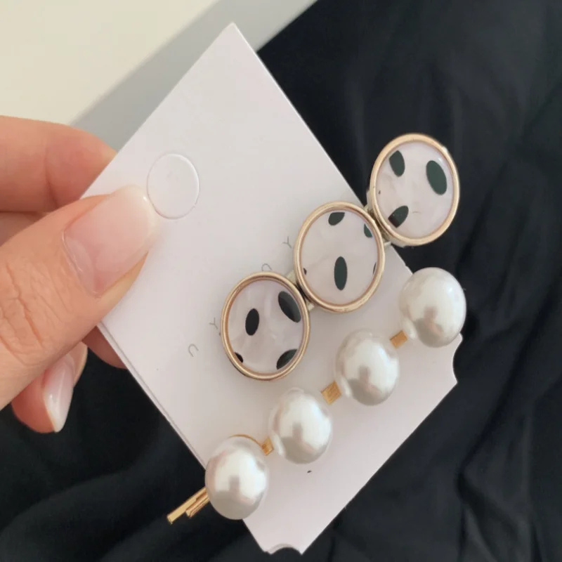 Заколка для волос с леопардовым принтом и жемчугом шикарная комбинированная