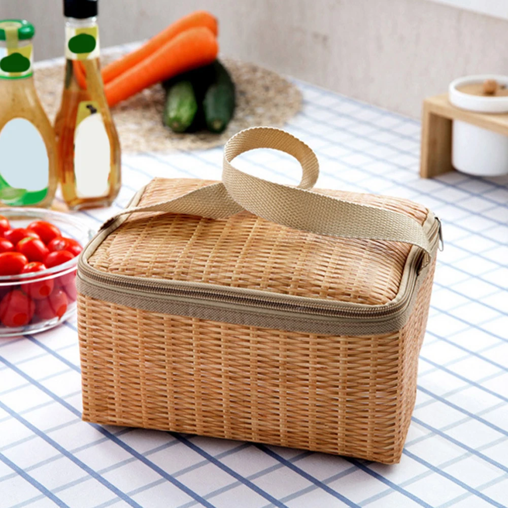 2019 Портативная сумка для хранения обеда из ротанга бизнес Ланч Пакет с фруктами