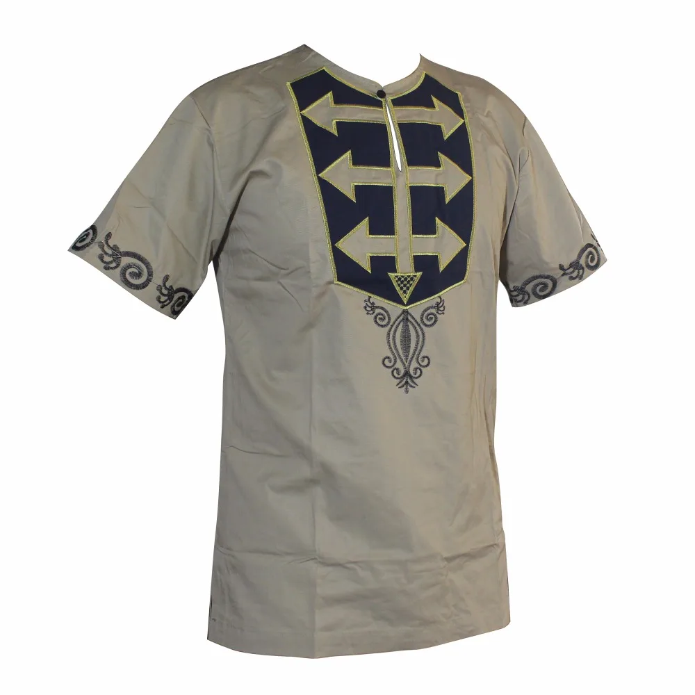 Рубашка мужская африканская стрела узор вышитый Тонкий Топ dashiki для мужчин