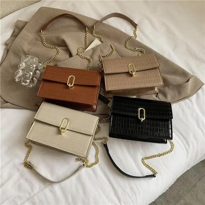 

Stone Pattern Chains Women's Shoulder Bags 2021 Small Mini Crossbody Bags Ladies Branded Designer Handbags PU Leather