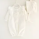 Детский хлопковый комбинезон с длинным рукавом и шапкой