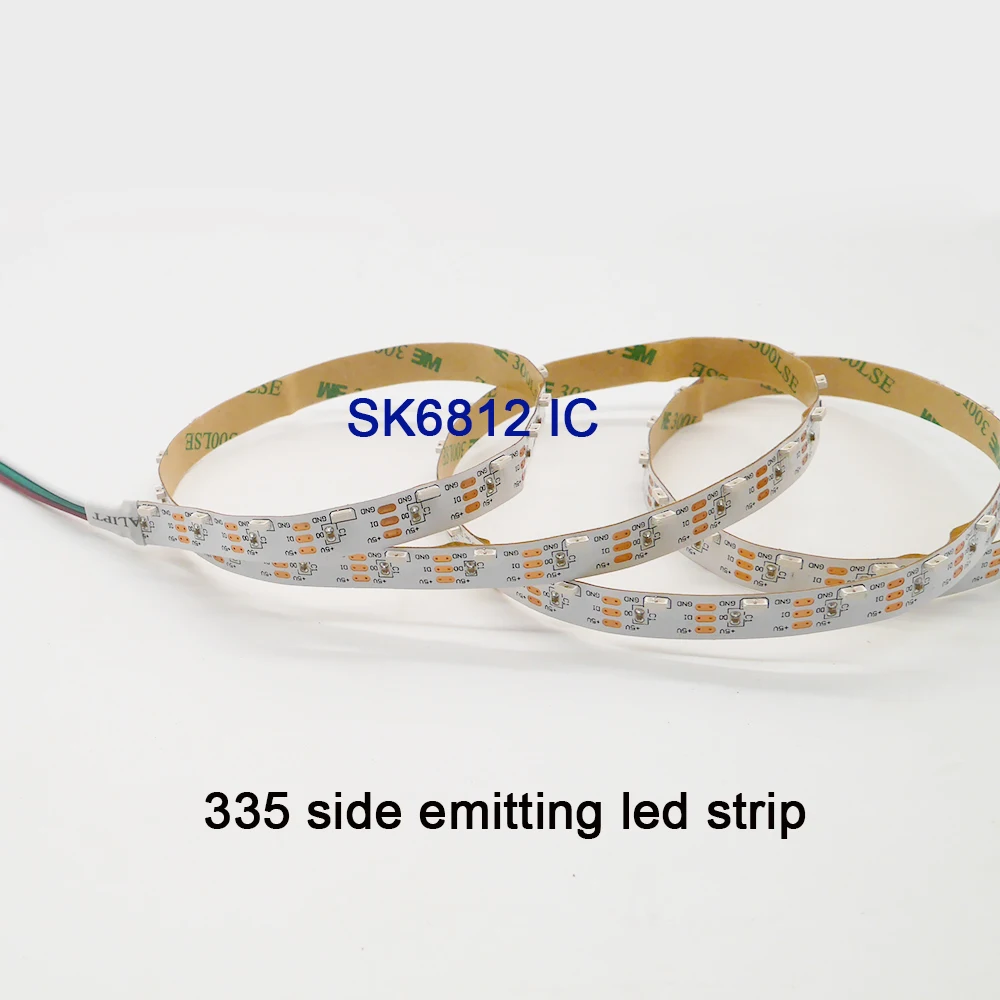 DC5V 5m addressable 60leds/m WS2812B SK6812 IC 300leds controlled side emitting 335 digital LED strip White PCB IP30 | Лампы и
