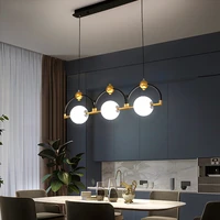 minimalist led chandelier lighting black add gold dining room island pendant lamp restaurant coffee shop bar long hanging light
