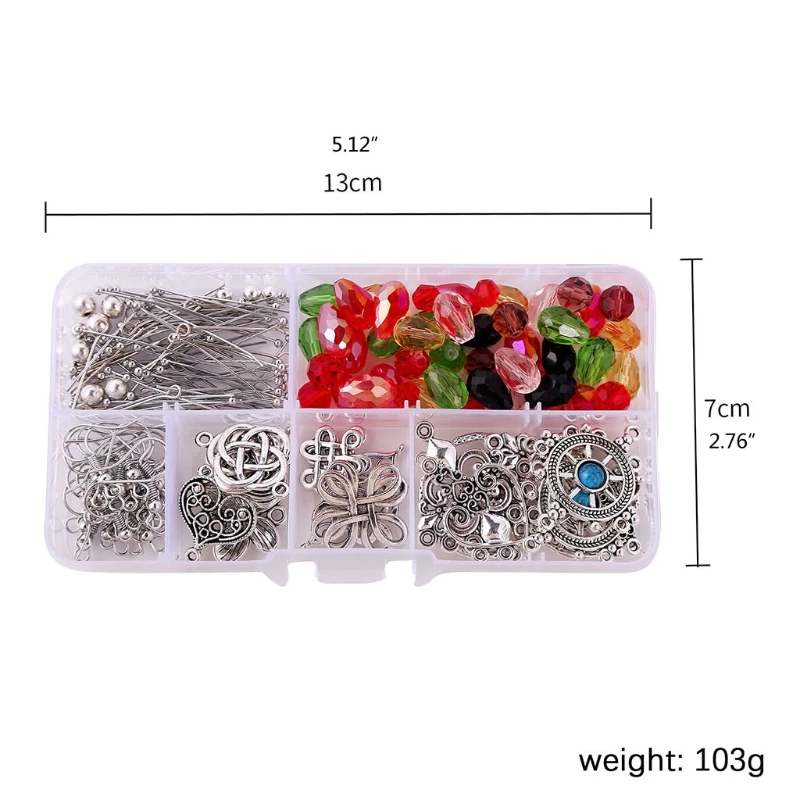 

X7AF Jewelry Making Kit Earrings Making Starter Kits Set Including Heart-shaped Round Chinese Knot Shape Pendant