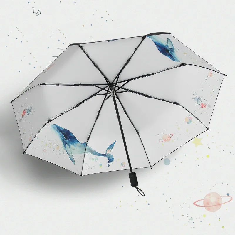 Созвездие Рыбы шаблон Зонт от дождя Для женщин 3 складной автоматический УФ
