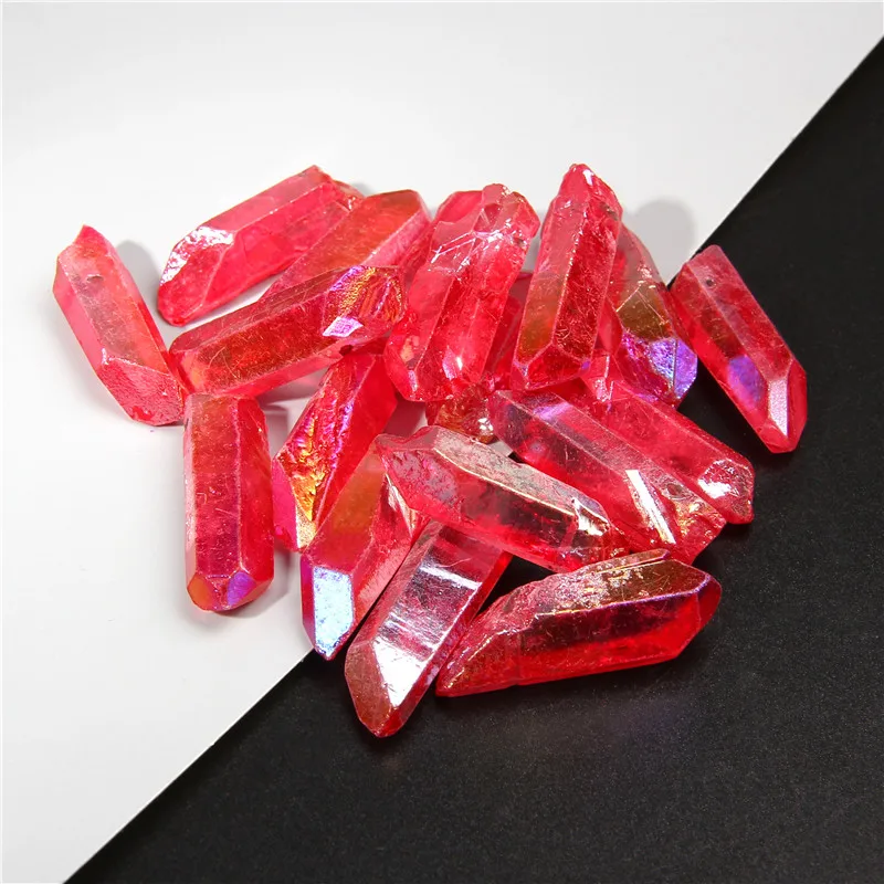 40mm 10PCS Raw Red Quartz Crystal Top Drilled Stick Beads Rock Point Pendant Jewelry Making Diy | Украшения и аксессуары
