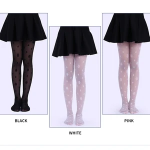 Детские Прозрачные шелковые колготки для девочек, летние ультратонкие танцевальные колготки, чулки для маленьких девочек, жаккардовые колготки с подсолнухами, 3017