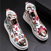 2021 high quality fashion men high top british style embroidery mens causal luxury shoes red gold male bottom rubber shoesn0 06