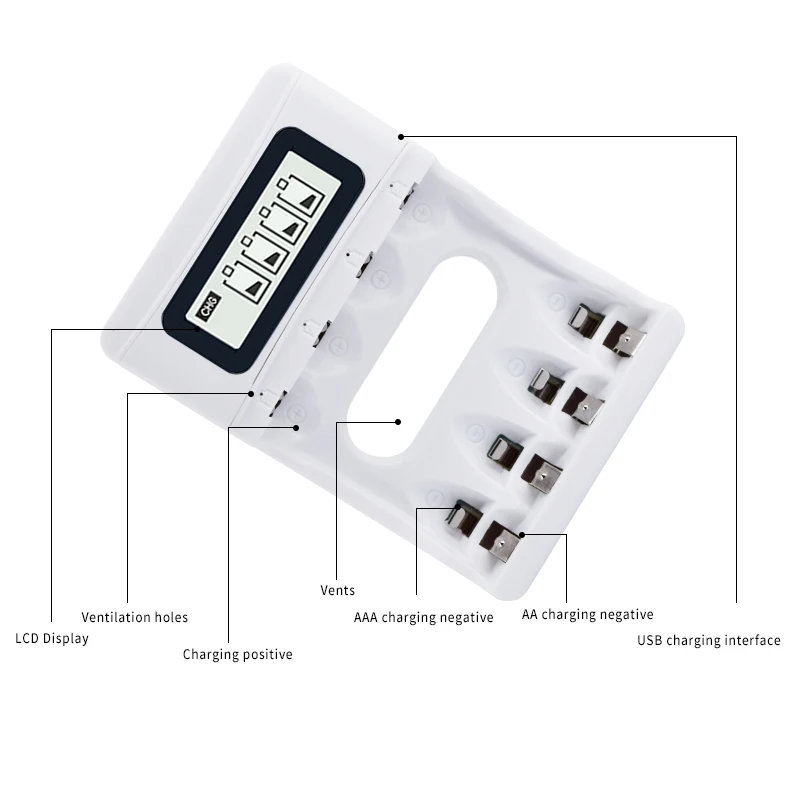 USB AA зарядное устройство с ЖК-дисплеем для 1.2В AA/AAA NI-CD Ni-MH аккумуляторы + 4 шт. 1 2 в AAA