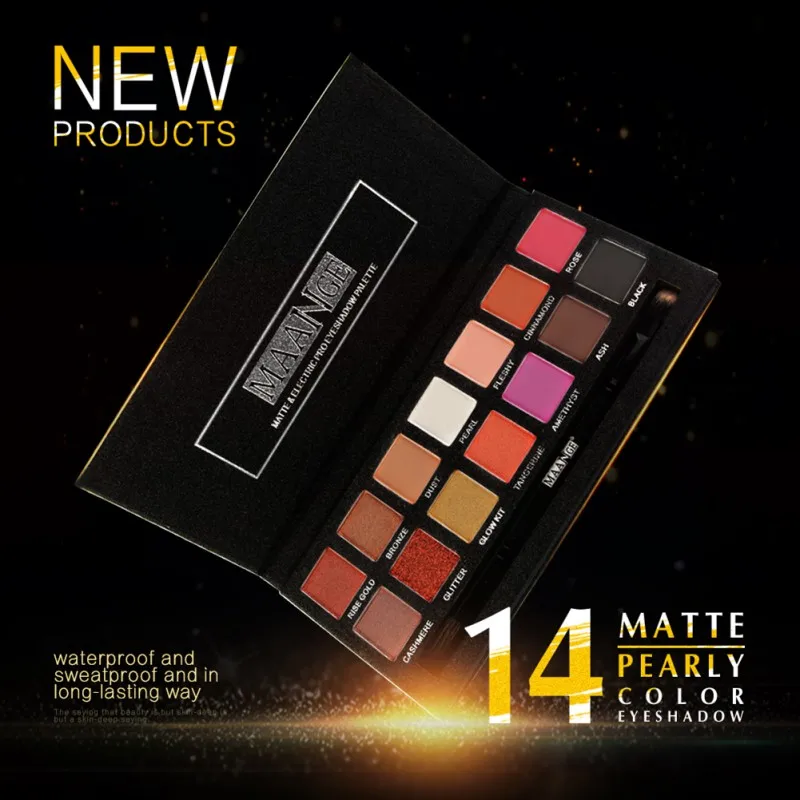 Shimmer Matte 14 цветов Палитра теней для век тени пигменты красота жидкий карандаш