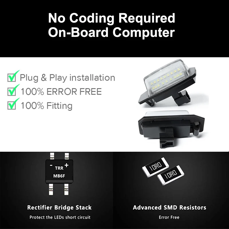 2 шт. LED номер лицензии светильник Настенные светильники белого Canbus для Mitsubishi