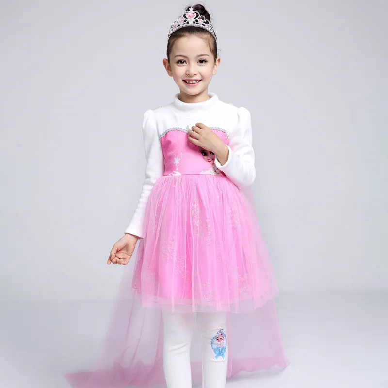 Girl Dress Kids Girls Elsa Christmas Thicken Winter Princess Dresses Toddler Teen Birthday Cosplay Tutu Clothes with Cloak 3 6 8 | Детская