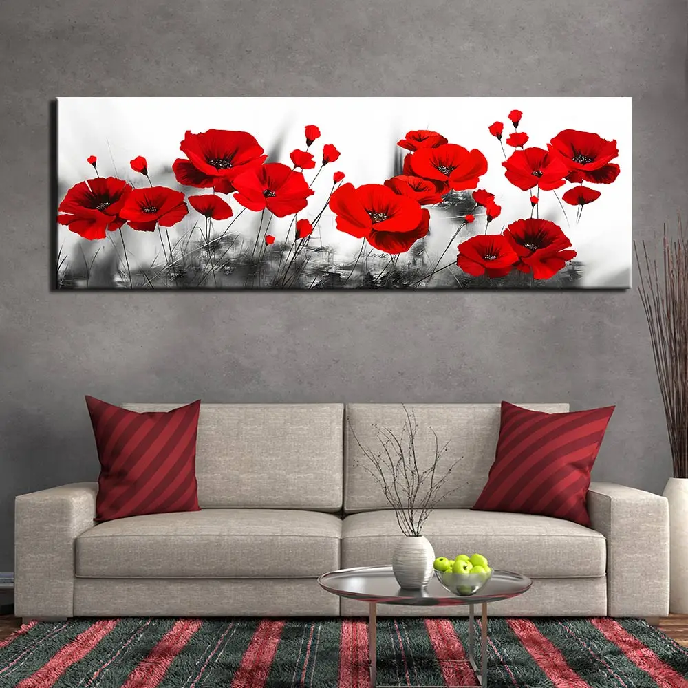 

Canvas painting red poppy flower modular pictures HD print canvas painting poster wall art picture for living room yellow blue