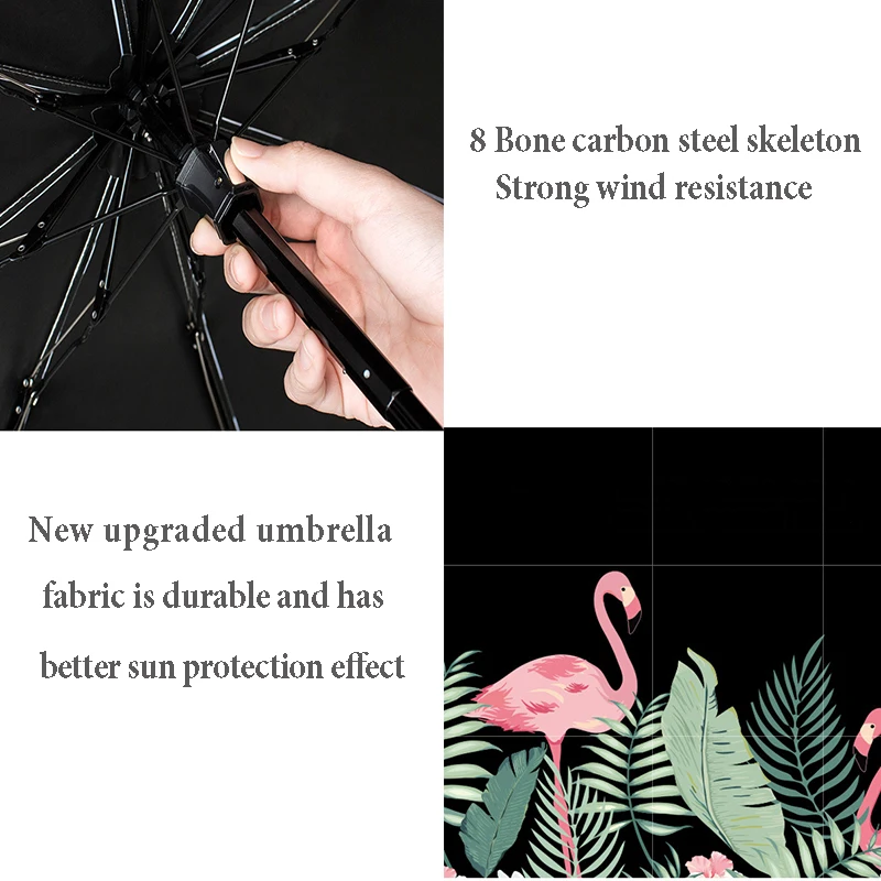 Мини зонт в капсулу Женский карман с рисунком фламинго защита от УФ излучения