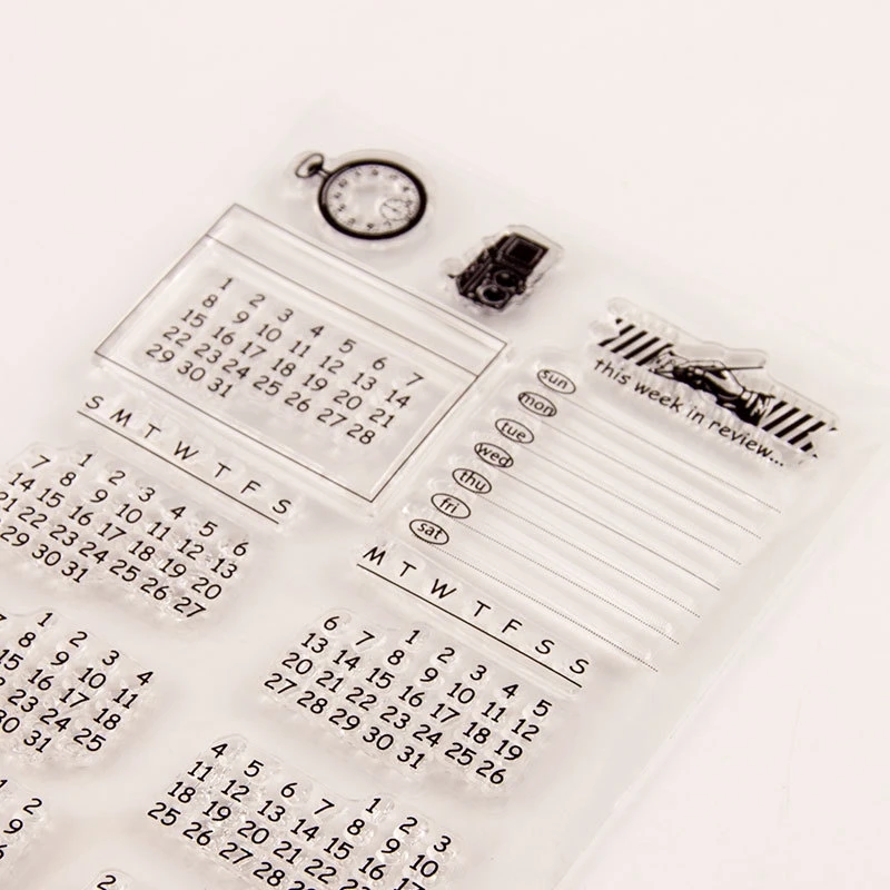 

Transparent Calendar Creative Stamp DIY Photo Album Graphic Stamp Suitable for Children's Gifts,5Pcs
