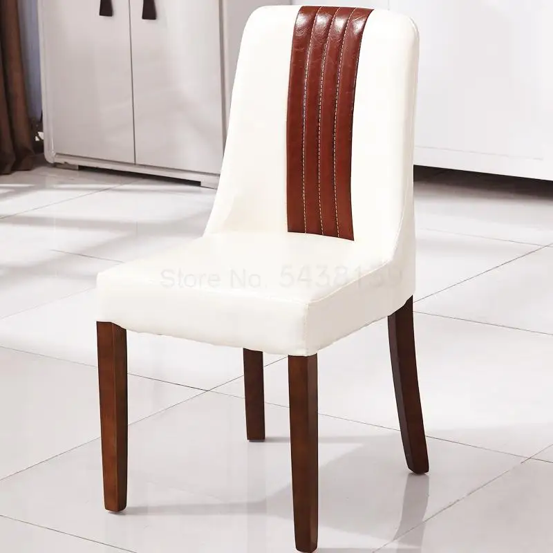 Обеденный стул из цельного дерева домашний простой кожаный для гостиной