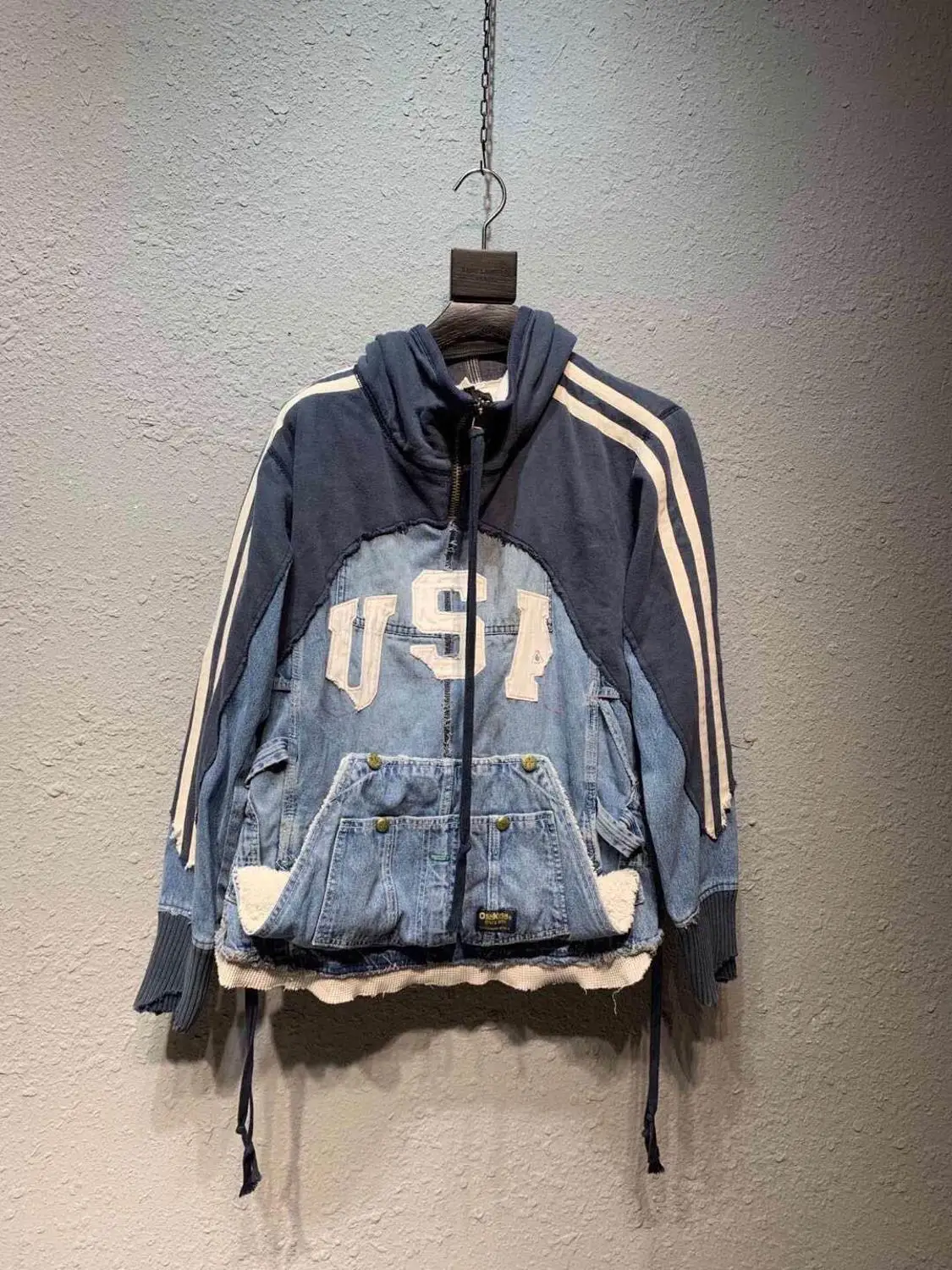 Мужская Уличная одежда плотная потертая Потертая джинсовая Толстовка в стиле