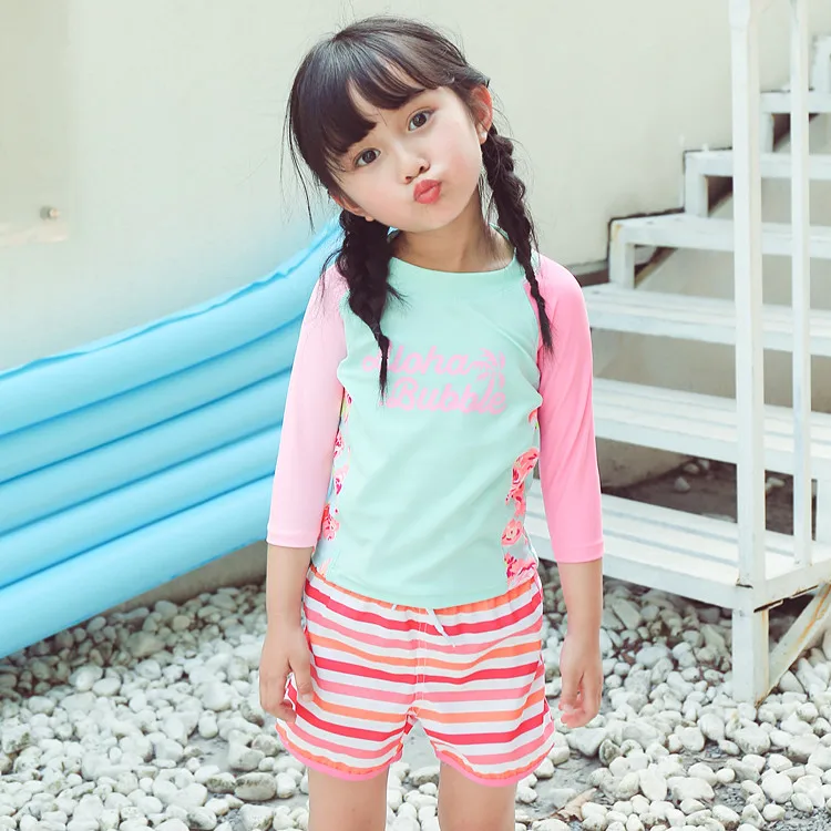 Детские розовые пляжные шорты в полоску для девочек 2 14 лет 1 шт. купальник