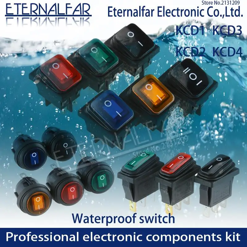 Водонепроницаемый тумблер KCD1 KCD2 KCD4 KCD6 On Off 10A 16A 20A 125V 250V AC сверхмощный герметичный