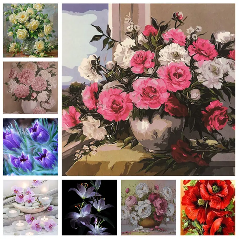 5D красивый цветочный узор алмазная вышивка рукоделие живопись крестиком круглые