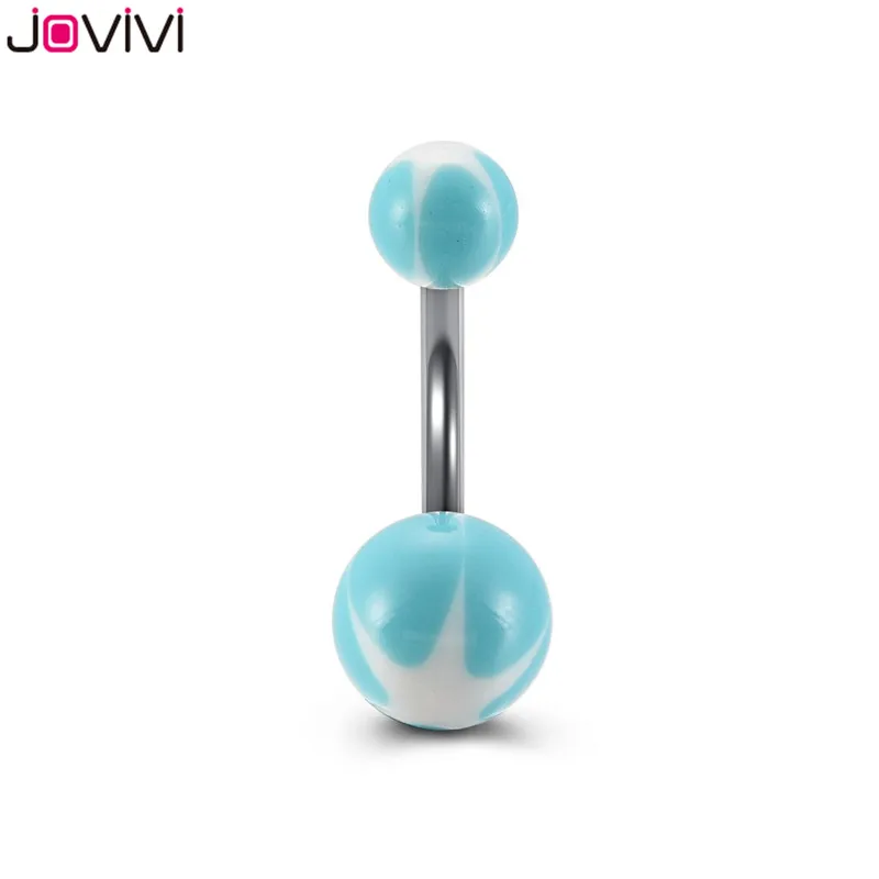 Jovivi Нержавеющая сталь Pin УФ смешанные живота Piercing Nombril оптом пупка Кольца Бар