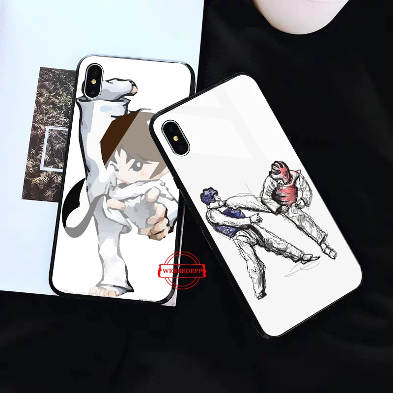 Спортивный красивый стеклянный чехол для телефона в виде тхэквондо Apple iPhone 11 Pro X XS