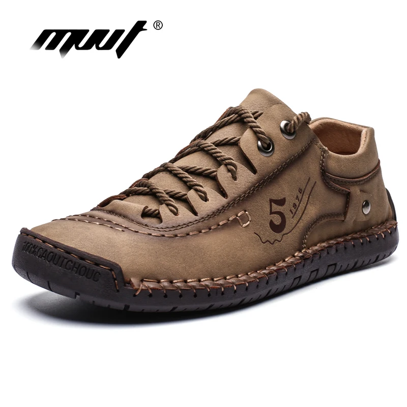 Мужская повседневная обувь из спилка винтажные Лоферы ручной работы на плоской