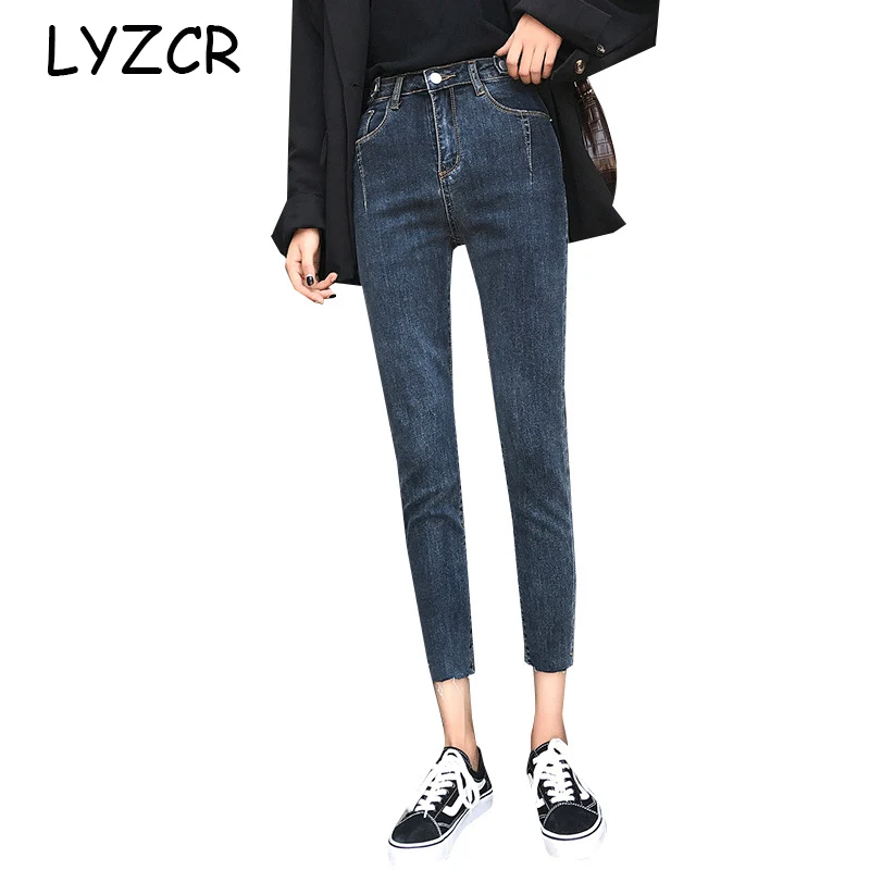 Женские узкие джинсы с завышенной талией LYZCR винтажные джинсы-скинни для женщин