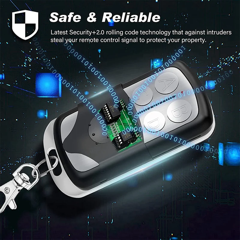 2PCS Garage Door Opener Remote Universal 4-Button with Keychain for 5 Colors Learn Button | Электроника