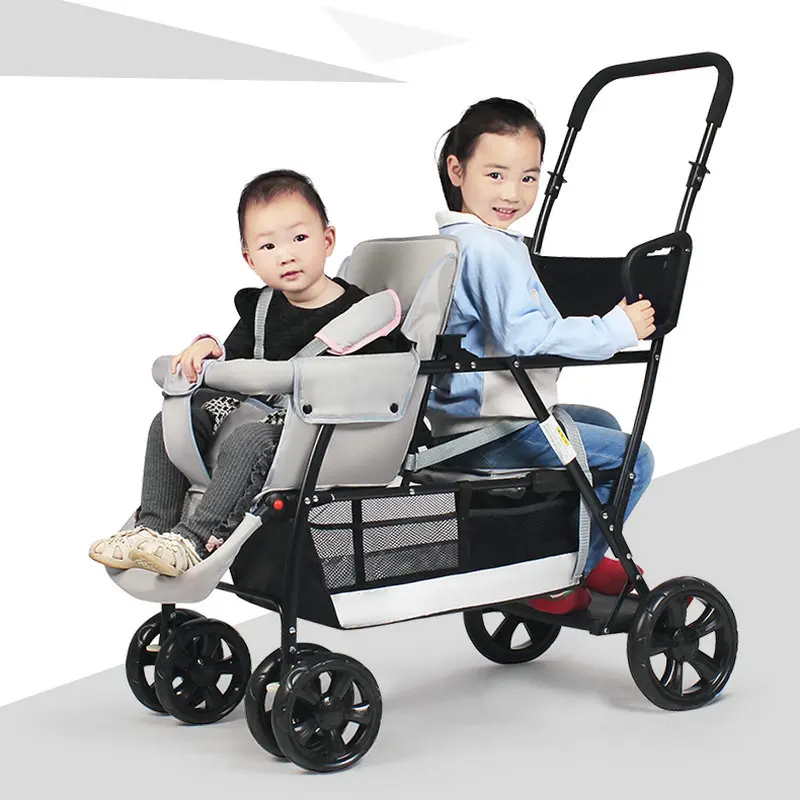 

Детская коляска Sit And Stand, легкая коляска для близнецов с платформой для малышей, подходит для детей
