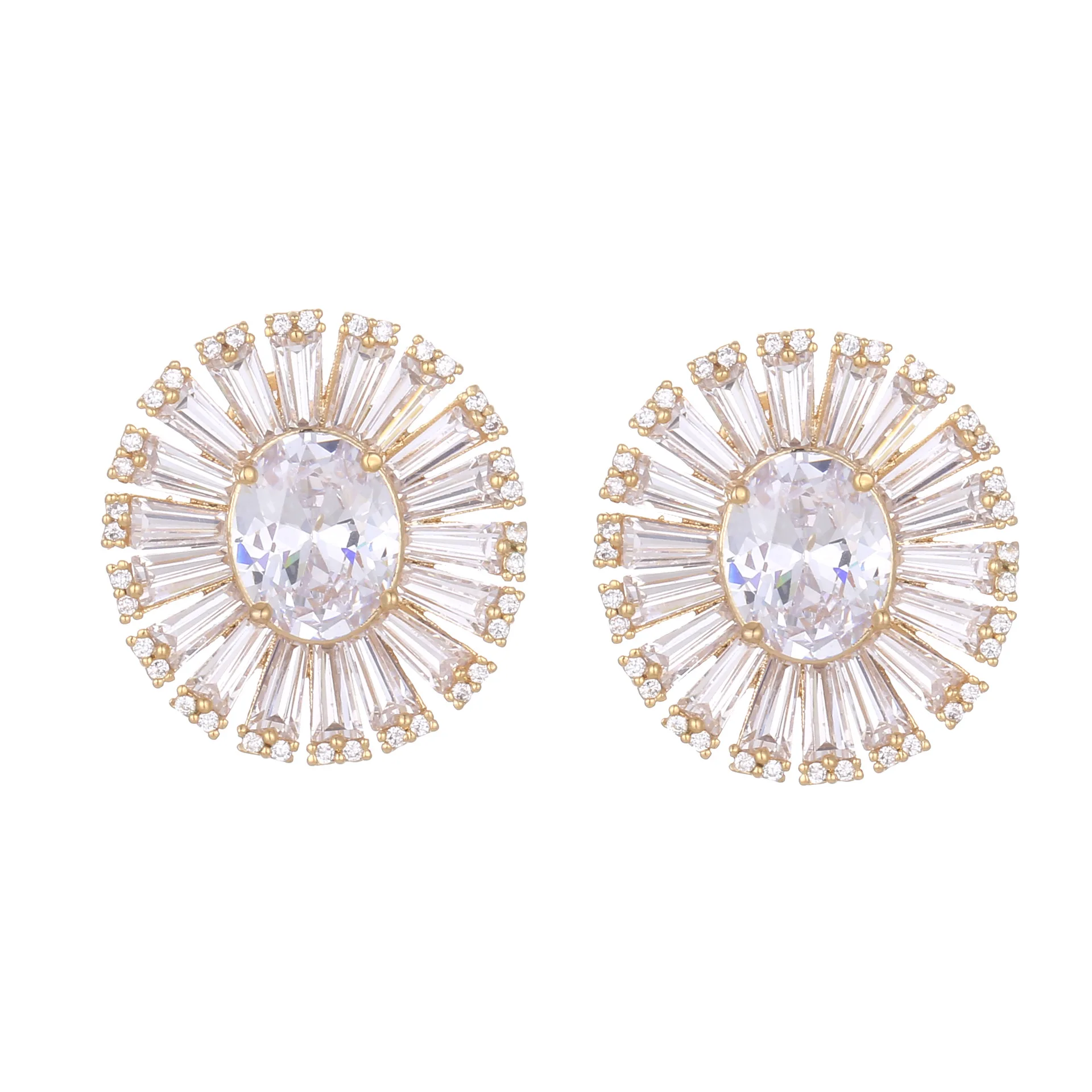 

European and American Creativity fashion geometric zircon copper stud earrings factory direct wholesale hot explosions