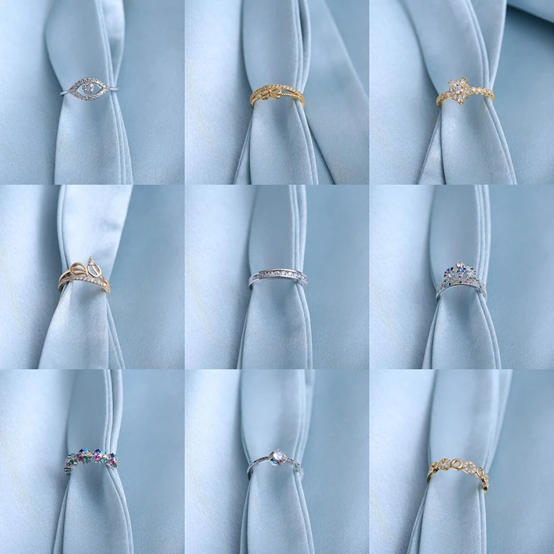 

24 Pcs/Lot Free Shipping Korean Style Girl's Fancy Rings For Wedding Natural Crystal Love Heart Designs