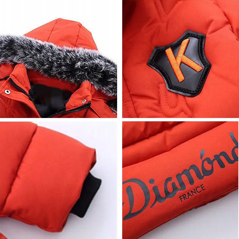 Стеганая Меховая куртка для мальчиков подростков зимнее пальто в Корейском