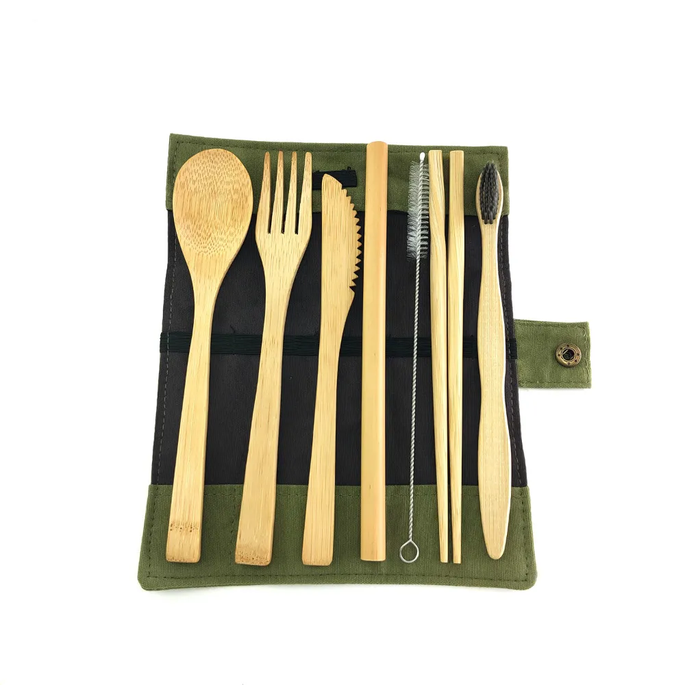 7 шт./компл. бамбуковая Посуда Столовые приборы для путешествий экологичный