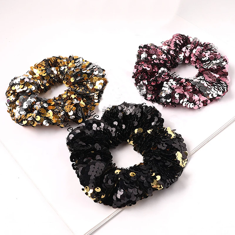 Женские блестящие резинки с блестками эластичные для волос женщин заколки