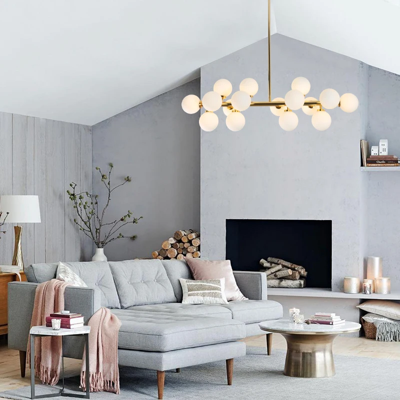 

Luxury Luster LED Chandelier Deco Light with Glass Round Lampshade for Bedroom Living Dinning Room Cafe Indoor Nordic Black Gold