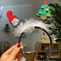 2021 christmas tree headband white feather snowman santa claus elk headband decoration headwear christmas hair bands for kids