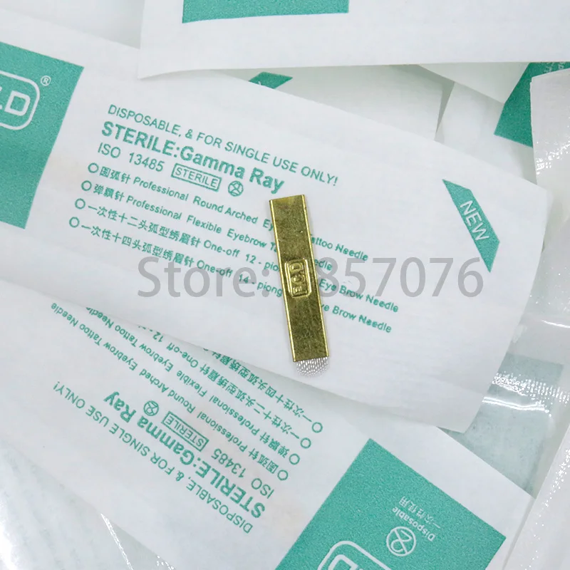 

100 Pcs PCD 14 Pin U Shape 0.25mm Permanent Makeup Eyebrow Tattoo Blade Microblading Needles For 3D Embroidery Manual Tattoo Pen