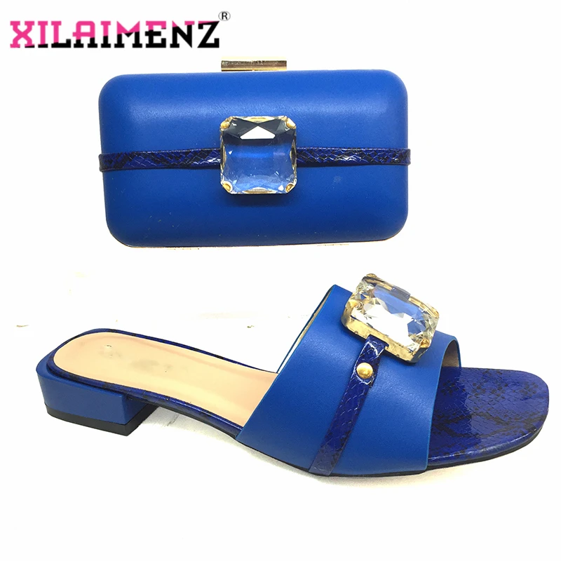 Итальянские высококачественные королевские синие туфли и сумка подходящие к