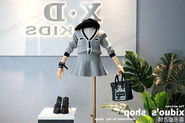 Комплект из 2 предметов для девочек теплый вязаный комплект пальто и юбки