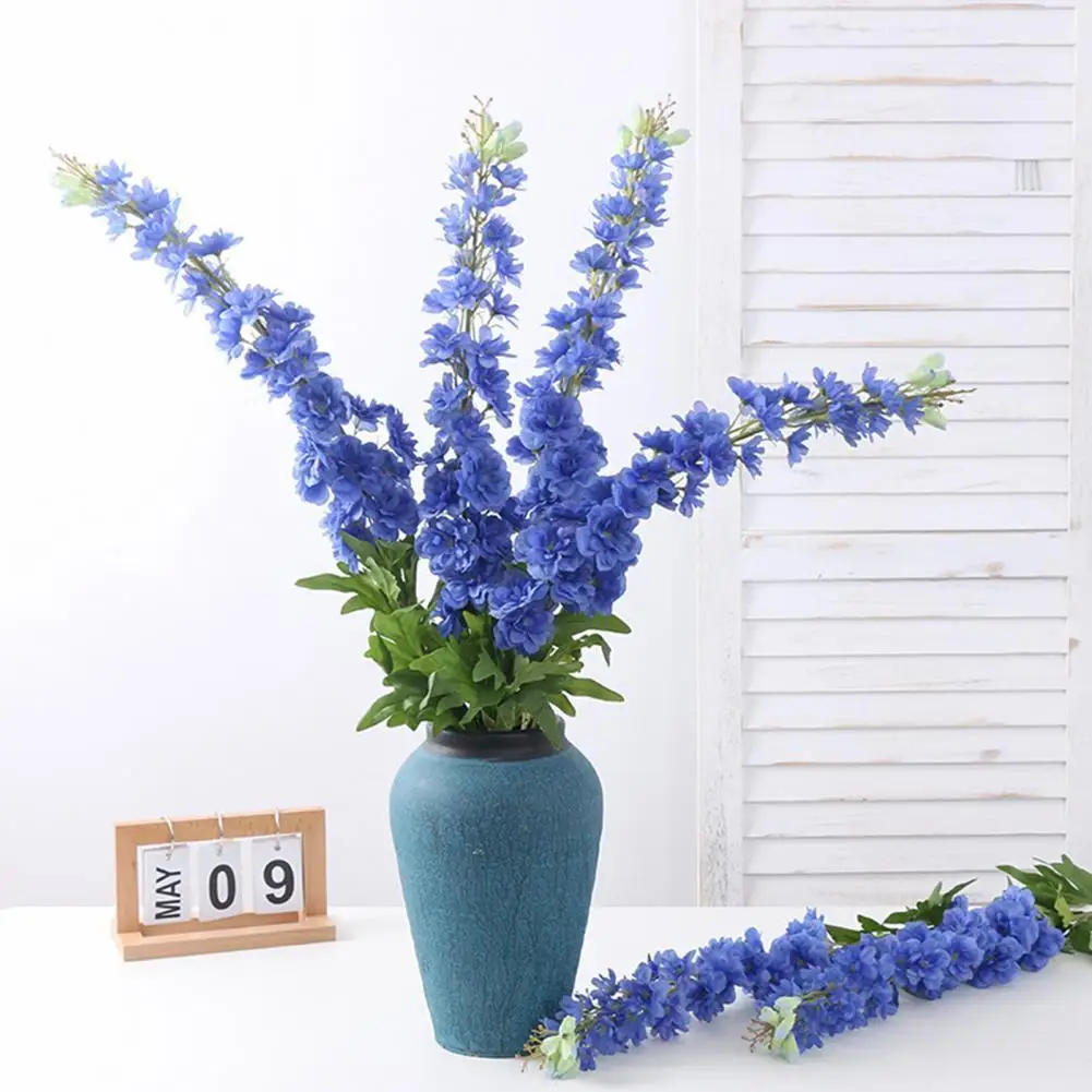 

Lightweight 1Pc Fashion Home Decorative Artificial Delphinium Flower 106cm Long False Delphinium Flower Vivid for Party