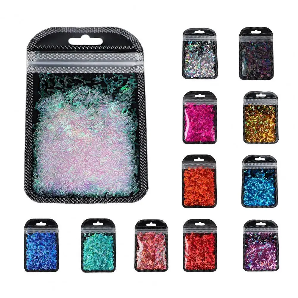 1 Pack Nail Sequins Glitter Letter Pattern PET Mixed Style Nail Paillette Lovely Nails Decoration Accessories
