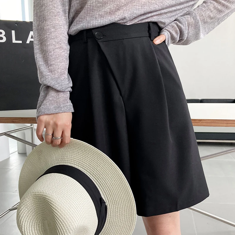 

TWOTWINSTYLE Women's Casual Pants For Female High Waist Slimming Loose For Female Wide Leg Straight Suit Shorts Fashion New