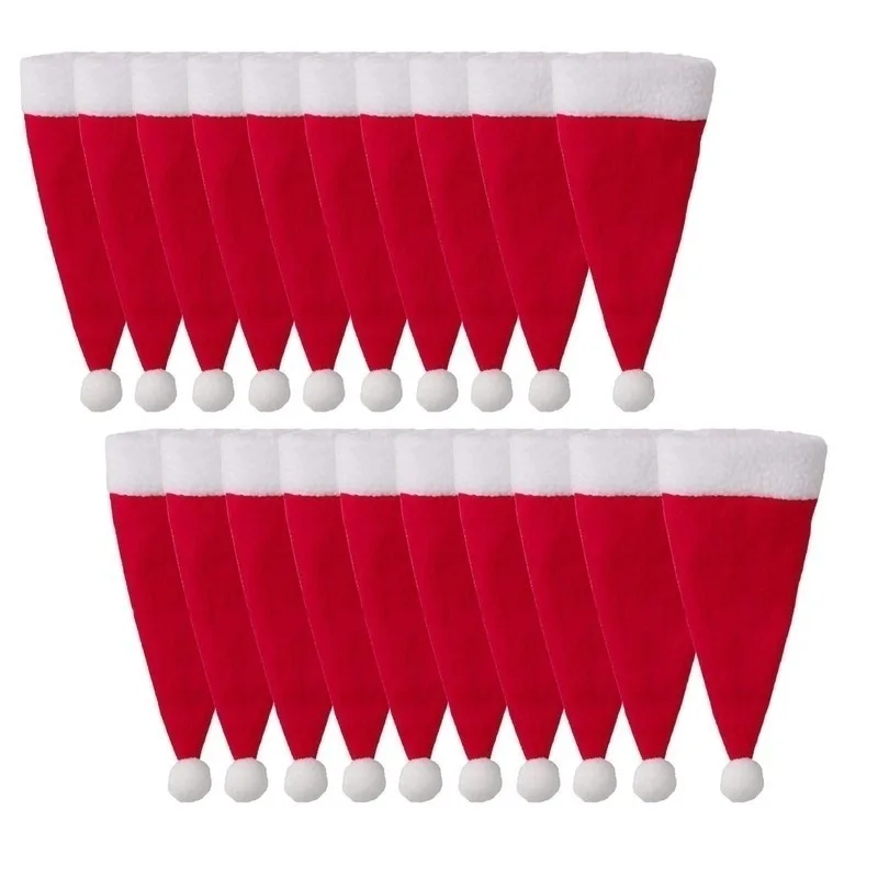 

10pcs Christmas Fork Knife Cutlery Holder Bag Pocket Red Santa Hat Spoon Tableware Storage Bag for Christmas Dinner Table Decor